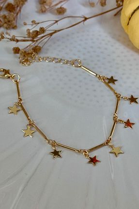دستبند جواهر طلائی زنانه برنجی Trendy Butik - کد 822025408