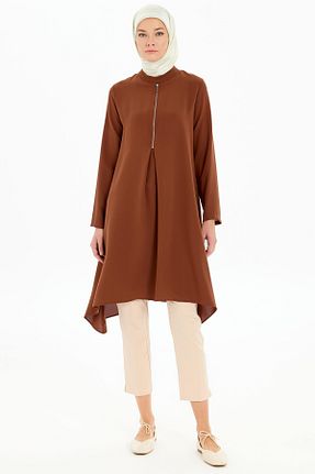 تونیک حجاب قهوه ای زنانه بافتنی Tuğba - کد 873392494
