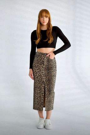 دامن قهوه ای زنانه جین Lady Beezy Boutıque - کد 873401552