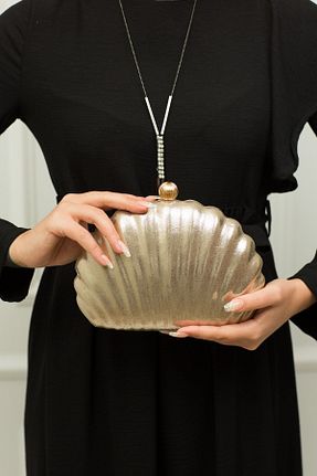 کیف مجلسی طلائی زنانه چرم مصنوعی weem bag - کد 871672803