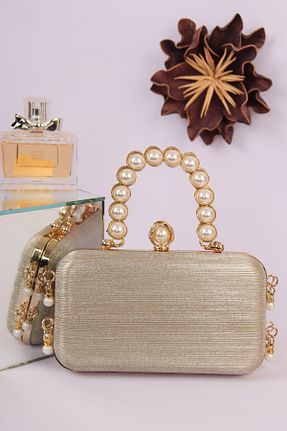 کیف مجلسی طلائی زنانه چرم مصنوعی weem bag - کد 873410063