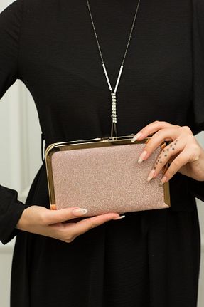 کیف مجلسی صورتی زنانه چرم مصنوعی weem bag - کد 871672123