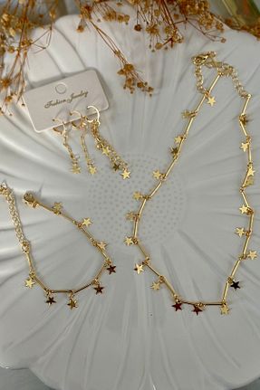 ست جواهر طلائی زنانه 3 تایی Trendy Butik - کد 873417742