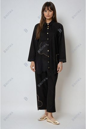 ست بالاتنه و پائین تنه حجاب مشکی زنانه رگولار Ghisa - کد 873030462