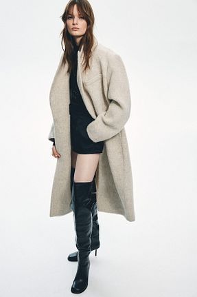 پالتو پشمی بژ زنانه بدون آستر H&M - کد 872384990