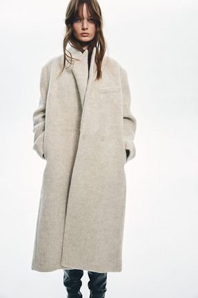 پالتو پشمی بژ زنانه بدون آستر H&M - کد 872384990