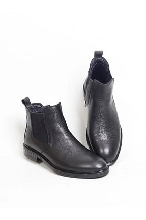 بوت / نیم بوت مشکی مردانه چرم خالص AROM - کد 873683106