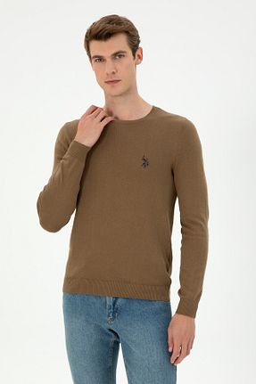 پلیور خاکی مردانه ساده U.S. Polo Assn. - کد 873679838