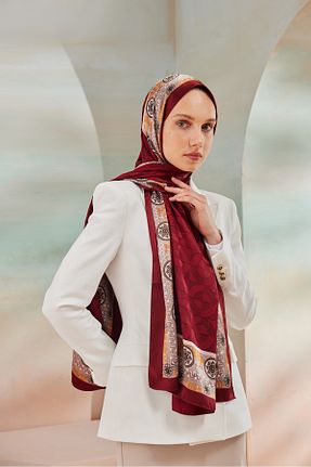 شال زرشکی زنانه پلی ساتن Cardion - کد 873696985