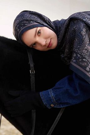 شال سرمه ای زنانه پلی استر Madame Polo - کد 873691578