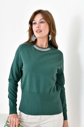 پلیور سبز زنانه ساده FTZ WOMEN - کد 873697104