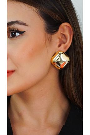 گوشواره جواهر زرد برنجی TRENDTAKI - کد 873720418