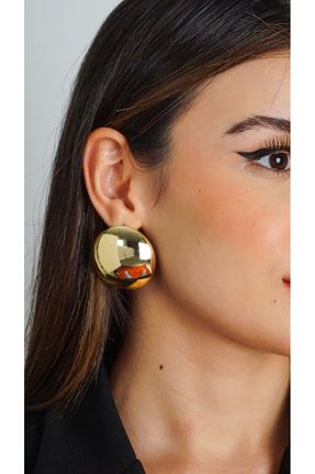 گوشواره جواهر زرد برنجی TRENDTAKI - کد 873722887