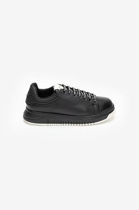 کفش اسنیکر مشکی مردانه چرم اصل Emporio Armani - کد 445814208