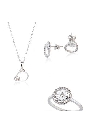 ست نقره زنانه زیرکن Dkmn Silver - کد 798210588