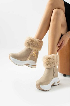 بوت / نیم بوت بژ زنانه جیر LEYDİ SHOES - کد 873745312