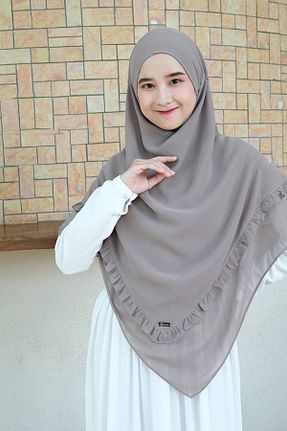 روسری خاکی شیفون Hasna Tesettür - کد 865795255