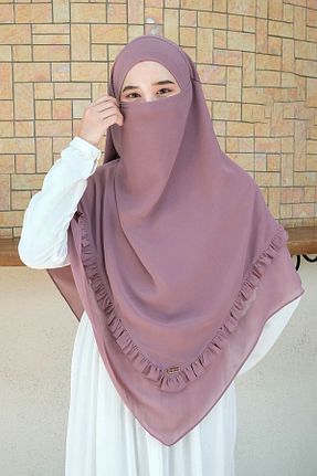 روسری بنفش شیفون Hasna Tesettür - کد 865796200