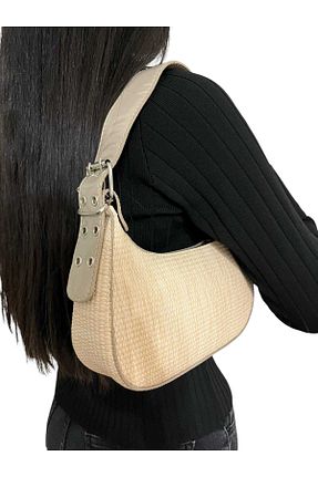 کیف دوشی بژ زنانه حصیر Gizemli - کد 854141746