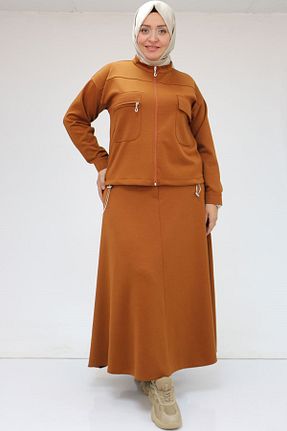ست بالاتنه و پائین تنه حجاب نارنجی زنانه سایز بزرگ Eslina - کد 873789034