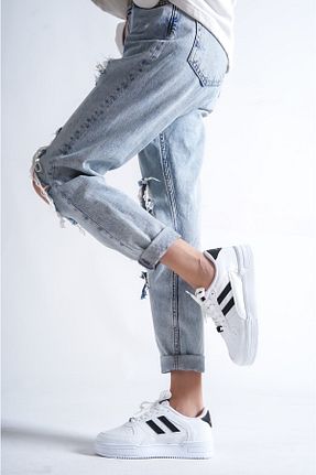 کفش اسنیکر سفید زنانه بند دار Moda Değirmeni - کد 379055366