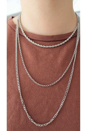 گردنبند استیل ( فولاد ) طوسی زنانه استیل (فولاد) nevamor - کد 873815603
