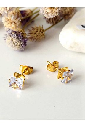 گوشواره استیل (فولاد) زرد زنانه استیل ضد زنگ RSB Bijuteri - کد 873821230