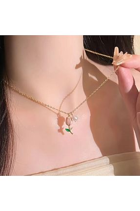 گردنبند جواهر صورتی زنانه TEMU - کد 873832249