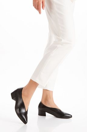 کفش پاشنه بلند کلاسیک مشکی زنانه چرم خالص elvinshoes - کد 873826946