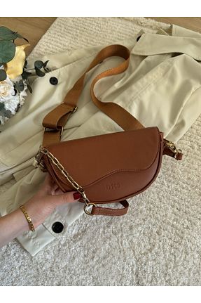 کیف دوشی قهوه ای زنانه چرم مصنوعی ELFCO - کد 873849021