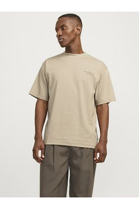 تیشرت بژ مردانه اورسایز Jack & Jones - کد 873867813