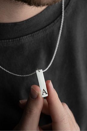 گردنبند نقره طوسی مردانه 925 عیار Vetro Silver - کد 873908606