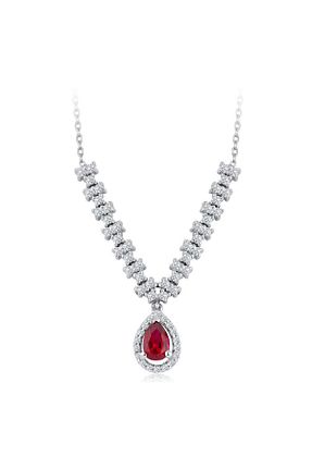 گردنبند الماس زرشکی یاقوت Sembol Gold - کد 41294404