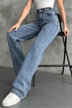 شلوار جین قهوه ای زنانه پاچه پهن macharel jeans - کد 869683368