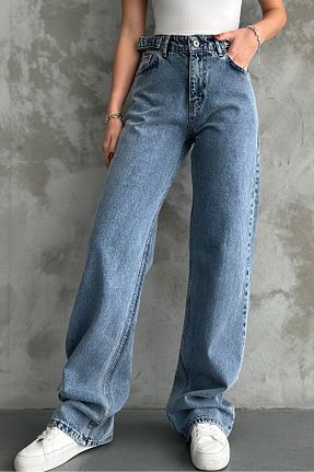 شلوار جین قهوه ای زنانه پاچه پهن macharel jeans - کد 869683368