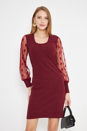 لباس زرشکی زنانه بافتنی armonika - کد 874002998