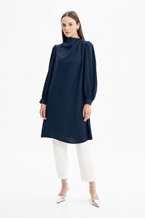 تونیک حجاب سرمه ای زنانه پلی استر Aker - کد 804329977