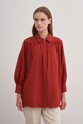 بلوز حجاب نارنجی زنانه پنبه ای Aker - کد 849093384