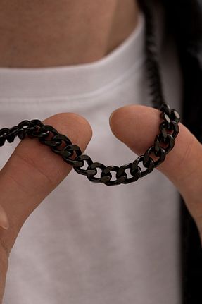 گردنبند استیل ( فولاد ) مشکی مردانه استیل (فولاد) vogutima - کد 874073825