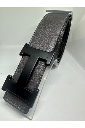 کمربند طوسی مردانه چرم خالص Yurtsever - کد 874089424
