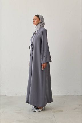 کلاه و ابایا طوسی زنانه مخلوط پلی استر LEYLA STORE - کد 874097408