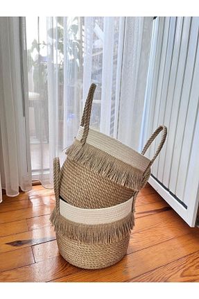 سبد بژ حصیر Bohemahomedecor - کد 874167860