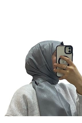 روسری طوسی کرپ ساتن ابریشم LOSYANA - کد 874153887