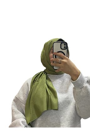 روسری خاکی کرپ ساتن ابریشم LOSYANA - کد 874153853