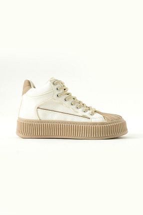 بوت / نیم بوت بژ زنانه چرم مصنوعی Gökçe Shoes - کد 874151322