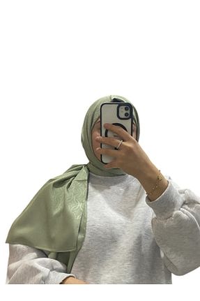 روسری سبز کرپ ساتن ابریشم LOSYANA - کد 874153891