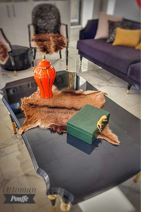 گلیم بنفش چرم Ottoman Pouffe - کد 720173415