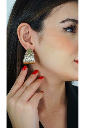 گوشواره استیل (فولاد) زرد زنانه TRENDTAKI - کد 874171570