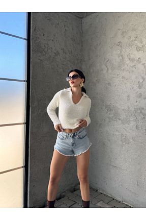 پلیور سفید زنانه ساده MODA - کد 874176710