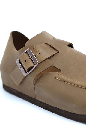 دمپائی خاکی زنانه چرم خالص Akman Leather - کد 874176637